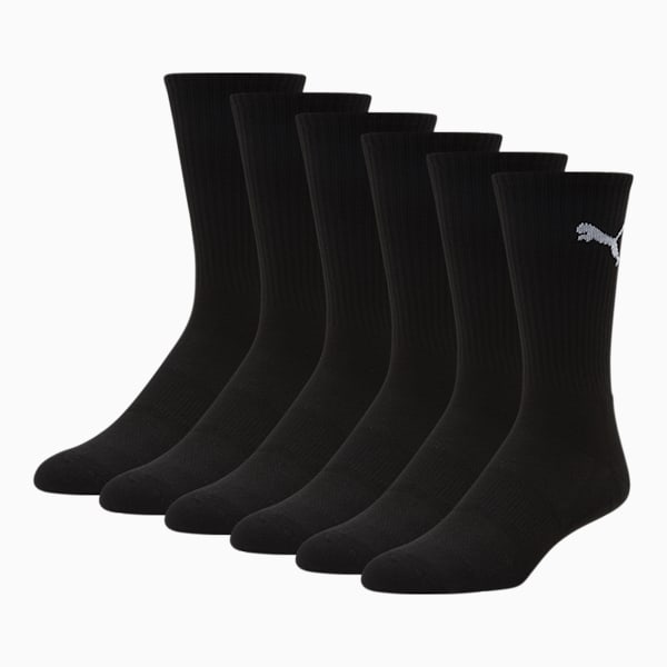 Men's Half-Terry Crew-Length Socks [3 Pairs], BLACK / WHITE, extralarge